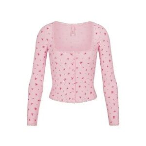 LIMITED EDITION SKIMS SOFT LOUNGE LACE CARDIGAN DITZY ROSE PRINT
